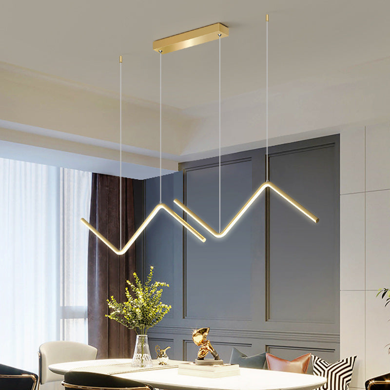 Double Z Shaped Hanging Light Minimalist Metal Dinner LED Island Lighting Fixture Gold Clearhalo 'Ceiling Lights' 'Island Lights' Lighting' 2553277