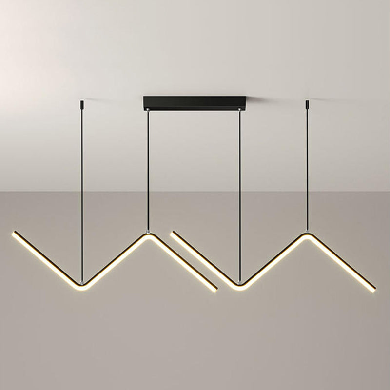 Double Z Shaped Hanging Light Minimalist Metal Dinner LED Island Lighting Fixture Clearhalo 'Ceiling Lights' 'Island Lights' Lighting' 2553279