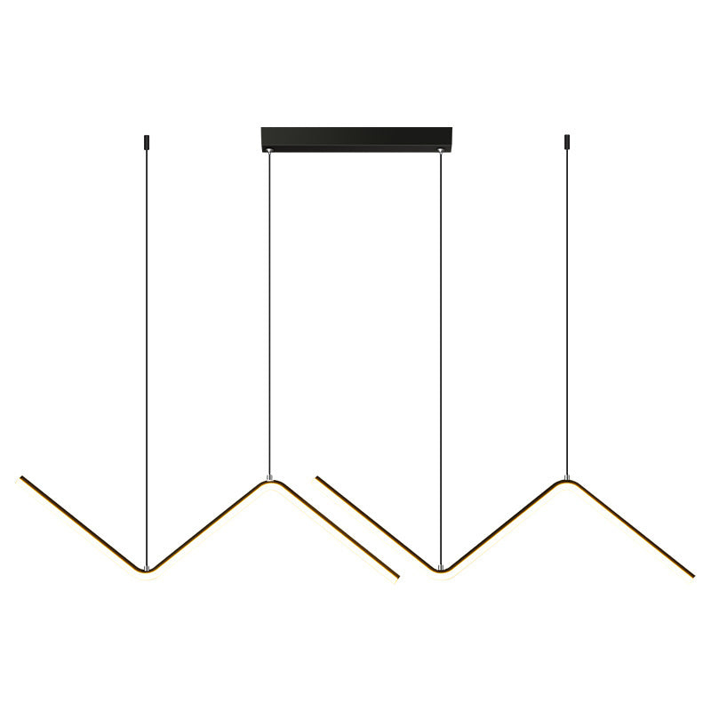 Double Z Shaped Hanging Light Minimalist Metal Dinner LED Island Lighting Fixture Clearhalo 'Ceiling Lights' 'Island Lights' Lighting' 2553281