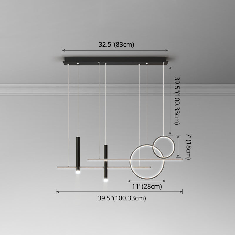 Rings and Lines Dinner Suspension Lamp Metal Minimalist LED Island Pendant with Spotlight Clearhalo 'Ceiling Lights' 'Island Lights' Lighting' 2553331