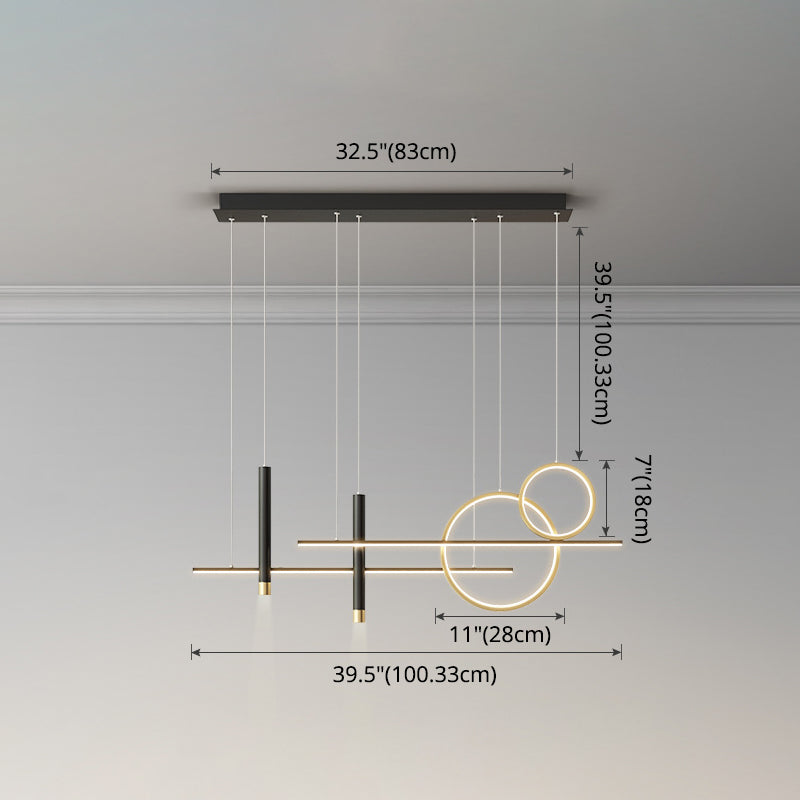Rings and Lines Dinner Suspension Lamp Metal Minimalist LED Island Pendant with Spotlight Clearhalo 'Ceiling Lights' 'Island Lights' Lighting' 2553332