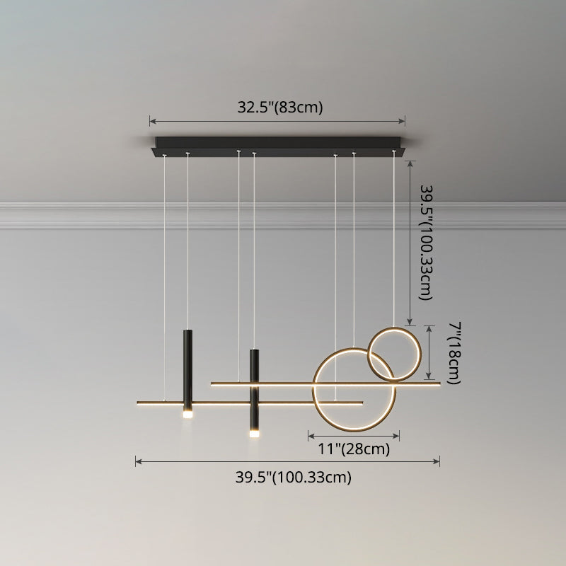 Rings and Lines Dinner Suspension Lamp Metal Minimalist LED Island Pendant with Spotlight Clearhalo 'Ceiling Lights' 'Island Lights' Lighting' 2553337
