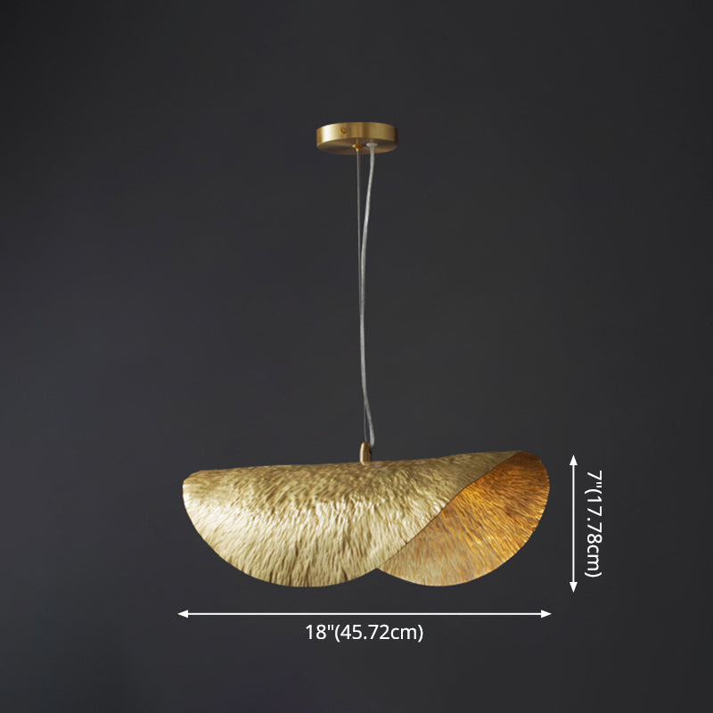 Gold 1 Light Lotus Leaf Shaped Ceiling Pendant Mid-Century Metal Hanging Lamp for Restaurant Clearhalo 'Ceiling Lights' 'Modern Pendants' 'Modern' 'Pendant Lights' 'Pendants' Lighting' 2554206