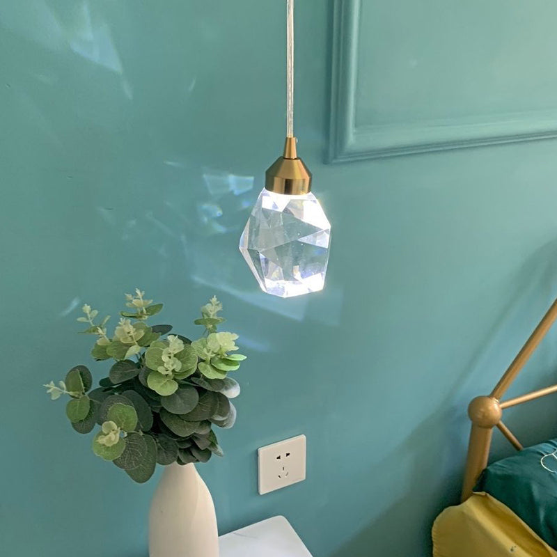 Modern Stone Hanging Ceiling Light Crystal LED Bedroom Suspension Lighting in Gold Clearhalo 'Ceiling Lights' 'Modern Pendants' 'Modern' 'Pendant Lights' 'Pendants' Lighting' 2554359