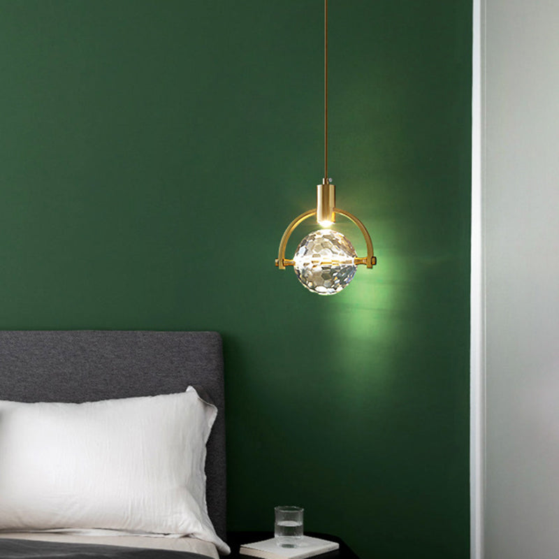 Brass Finish Mini Crystal Pendant Light Modern Style Ceiling Pendant Light for Living Room Bar Coffee Shop Clearhalo 'Ceiling Lights' 'Modern Pendants' 'Modern' 'Pendant Lights' 'Pendants' Lighting' 2554779