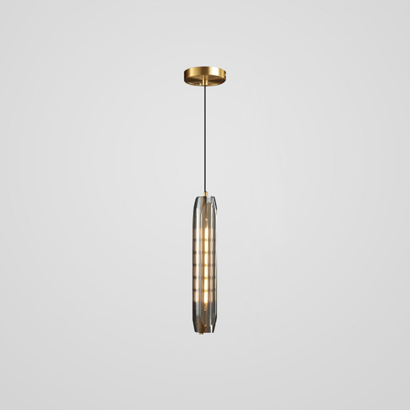 Brass Finish Mini Crystal Pendant Light Modern Style Ceiling Pendant Light for Living Room Bar Coffee Shop Smoke Gray Clearhalo 'Ceiling Lights' 'Modern Pendants' 'Modern' 'Pendant Lights' 'Pendants' Lighting' 2554783