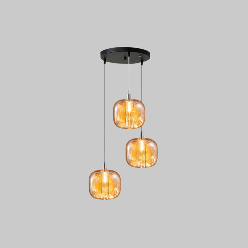 Postmodern Blown Glass Shade Ceiling Hanging Pendant Commercial Store LED Pendant Light 3 Amber Clearhalo 'Ceiling Lights' 'Modern Pendants' 'Modern' 'Pendant Lights' 'Pendants' Lighting' 2554826