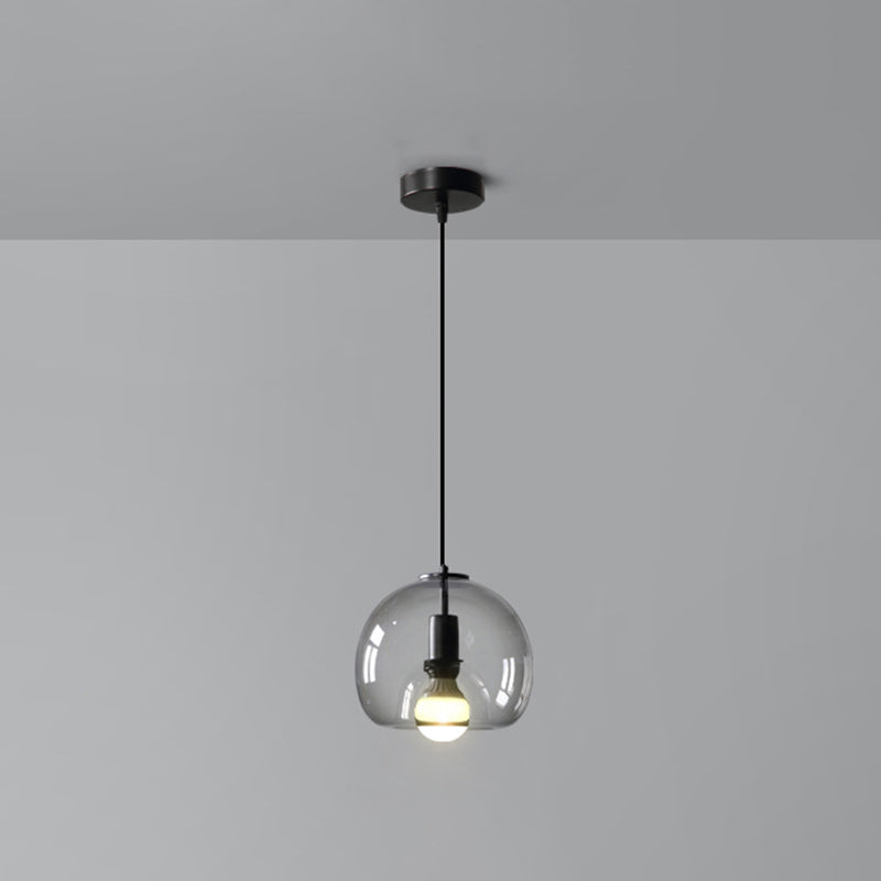 Black Mini Glass Globe Pendant Light Adjustable LED Kitchen Pendant Lighting 1 Black Clearhalo 'Ceiling Lights' 'Glass shade' 'Glass' 'Modern Pendants' 'Modern' 'Pendant Lights' 'Pendants' Lighting' 2554867