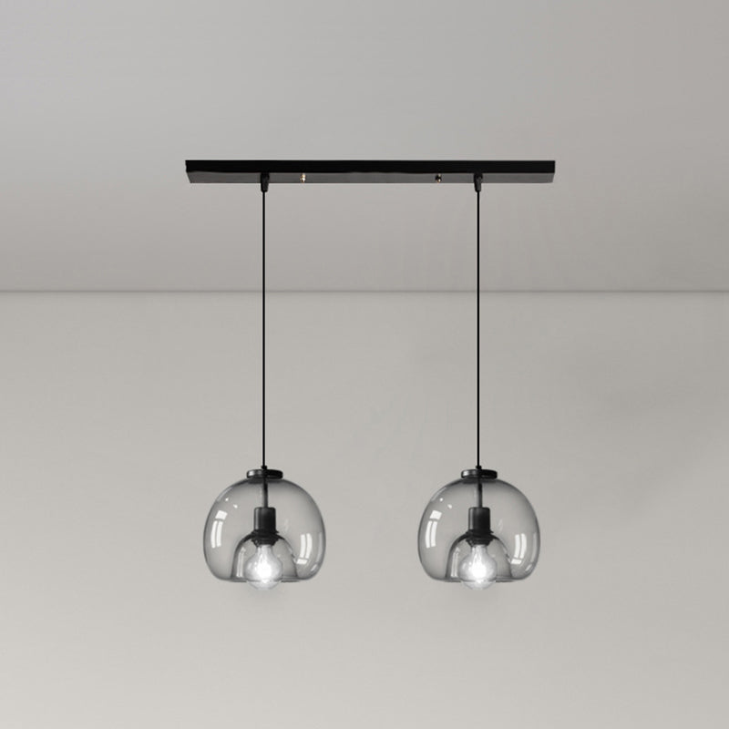 Black Mini Glass Globe Pendant Light Adjustable LED Kitchen Pendant Lighting 2 Black Clearhalo 'Ceiling Lights' 'Glass shade' 'Glass' 'Modern Pendants' 'Modern' 'Pendant Lights' 'Pendants' Lighting' 2554868