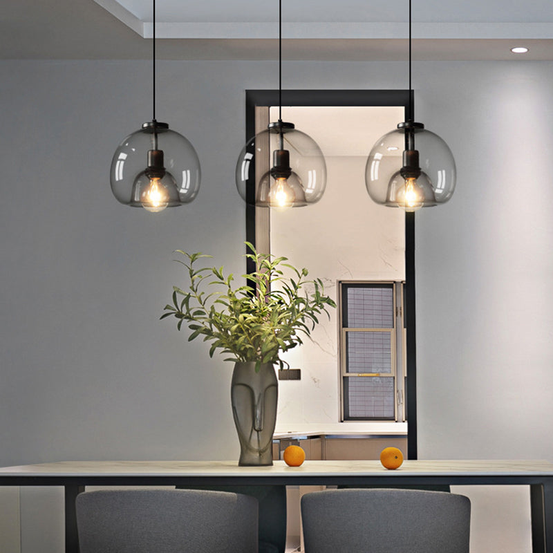Black Mini Glass Globe Pendant Light Adjustable LED Kitchen Pendant Lighting Clearhalo 'Ceiling Lights' 'Glass shade' 'Glass' 'Modern Pendants' 'Modern' 'Pendant Lights' 'Pendants' Lighting' 2554869