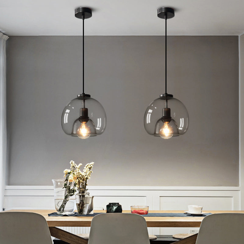 Black Mini Glass Globe Pendant Light Adjustable LED Kitchen Pendant Lighting Clearhalo 'Ceiling Lights' 'Glass shade' 'Glass' 'Modern Pendants' 'Modern' 'Pendant Lights' 'Pendants' Lighting' 2554870