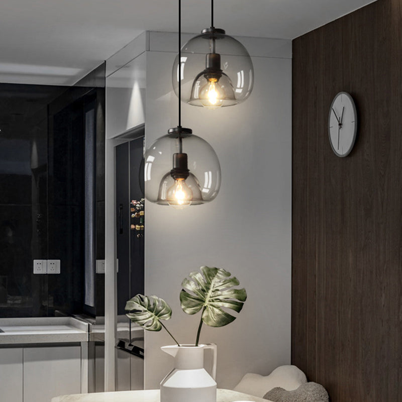 Black Mini Glass Globe Pendant Light Adjustable LED Kitchen Pendant Lighting Clearhalo 'Ceiling Lights' 'Glass shade' 'Glass' 'Modern Pendants' 'Modern' 'Pendant Lights' 'Pendants' Lighting' 2554871