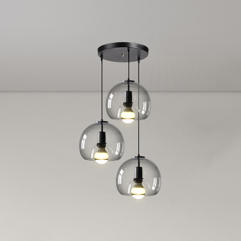 Black Mini Glass Globe Pendant Light Adjustable LED Kitchen Pendant Lighting 3 Black Clearhalo 'Ceiling Lights' 'Glass shade' 'Glass' 'Modern Pendants' 'Modern' 'Pendant Lights' 'Pendants' Lighting' 2554872