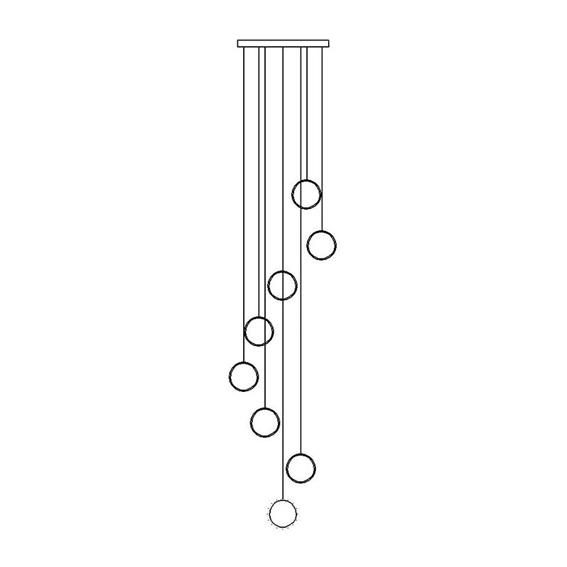 Staircase Large Ceiling Hanging Light Modern Minimalist Nordic Metal Ring in Brass Finish 8 Gold Clearhalo 'Ceiling Lights' 'Modern Pendants' 'Modern' 'Pendant Lights' 'Pendants' Lighting' 2554984