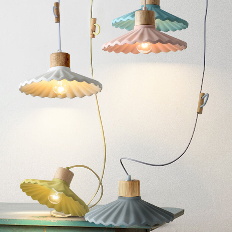 Modern Mini Colorful Pendant Light Lovely Cement Saucer Shade Single Pendant Light for Bedroom Clearhalo 'Ceiling Lights' 'Modern Pendants' 'Modern' 'Pendant Lights' 'Pendants' Lighting' 2554991