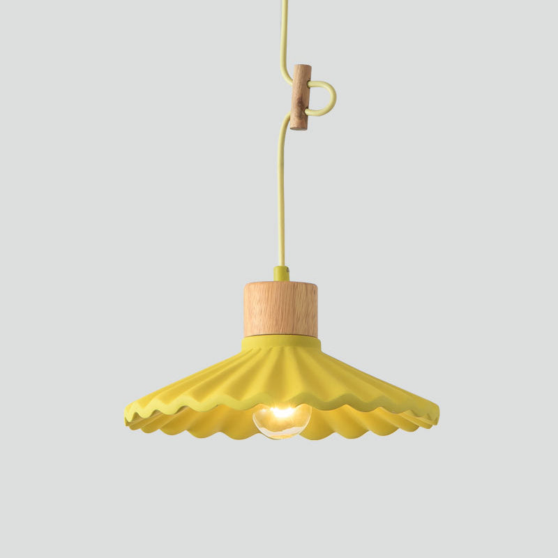Modern Mini Colorful Pendant Light Lovely Cement Saucer Shade Single Pendant Light for Bedroom Yellow Clearhalo 'Ceiling Lights' 'Modern Pendants' 'Modern' 'Pendant Lights' 'Pendants' Lighting' 2554992