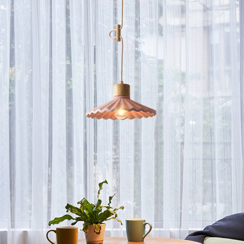 Modern Mini Colorful Pendant Light Lovely Cement Saucer Shade Single Pendant Light for Bedroom Clearhalo 'Ceiling Lights' 'Modern Pendants' 'Modern' 'Pendant Lights' 'Pendants' Lighting' 2554998