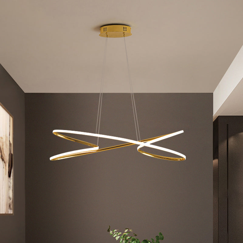 Simplicity Line LED Chandelier Light Aluminum Modern Style Bedroom Hanging Light Clearhalo 'Ceiling Lights' 'Chandeliers' 'Modern Chandeliers' 'Modern' Lighting' 2555325