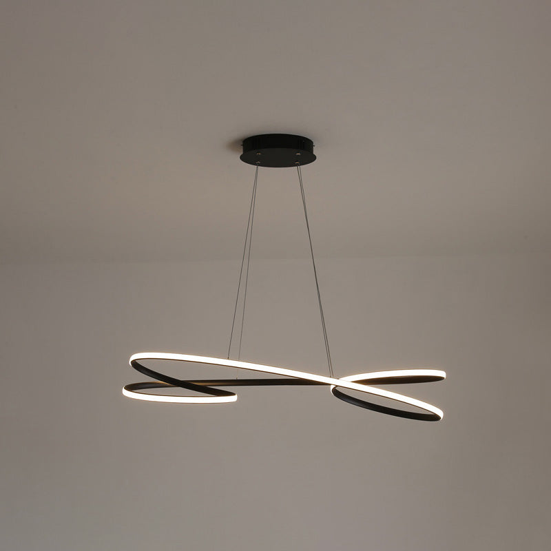 Simplicity Line LED Chandelier Light Aluminum Modern Style Bedroom Hanging Light Black 37.5" Clearhalo 'Ceiling Lights' 'Chandeliers' 'Modern Chandeliers' 'Modern' Lighting' 2555326