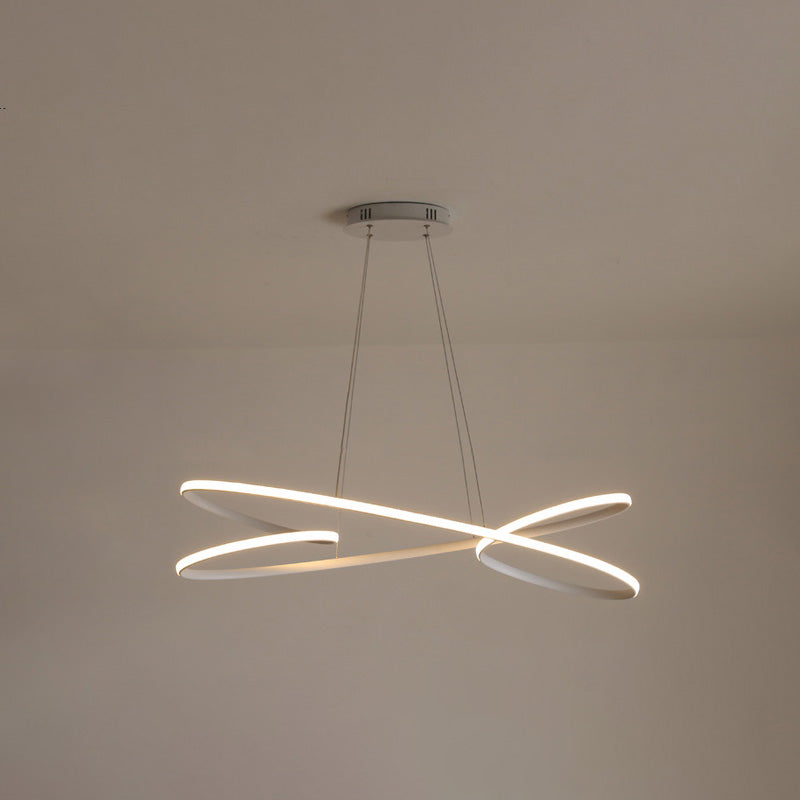 Simplicity Line LED Chandelier Light Aluminum Modern Style Bedroom Hanging Light White 37.5" Clearhalo 'Ceiling Lights' 'Chandeliers' 'Modern Chandeliers' 'Modern' Lighting' 2555329
