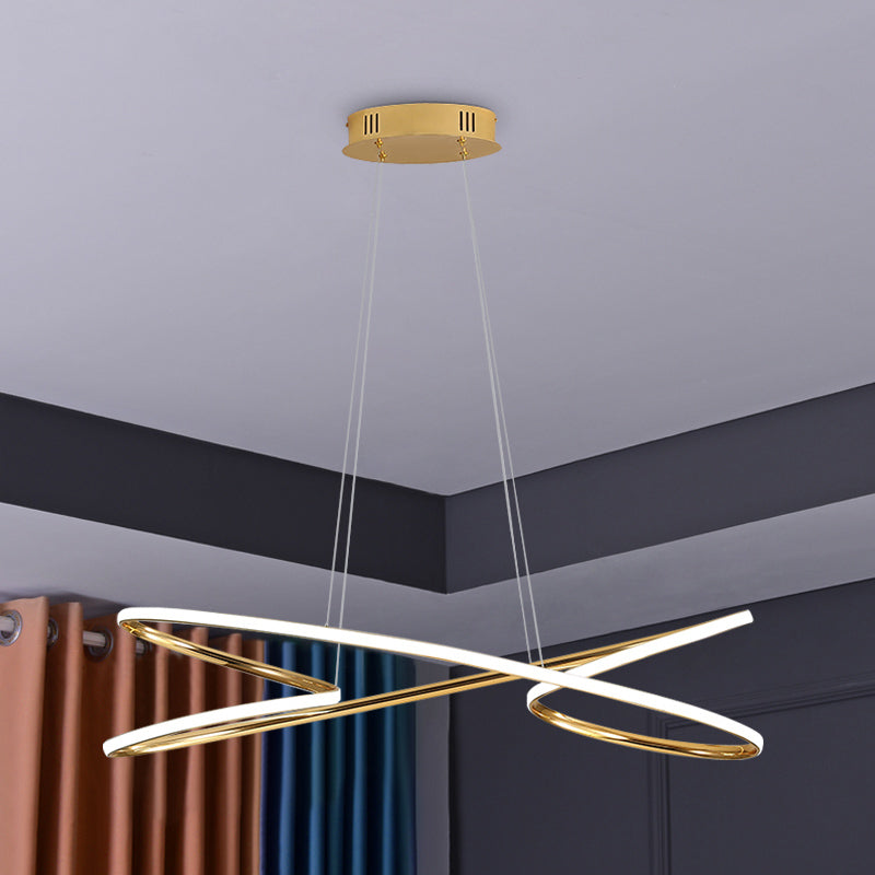 Simplicity Line LED Chandelier Light Aluminum Modern Style Bedroom Hanging Light Clearhalo 'Ceiling Lights' 'Chandeliers' 'Modern Chandeliers' 'Modern' Lighting' 2555332