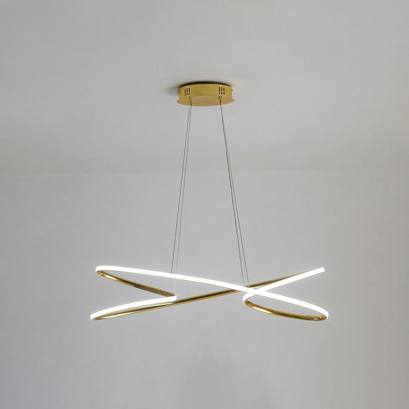 Simplicity Line LED Chandelier Light Aluminum Modern Style Bedroom Hanging Light Gold 37.5" Clearhalo 'Ceiling Lights' 'Chandeliers' 'Modern Chandeliers' 'Modern' Lighting' 2555333