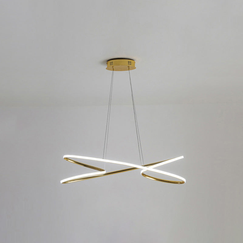 Simplicity Line LED Chandelier Light Aluminum Modern Style Bedroom Hanging Light Gold 29.5" Clearhalo 'Ceiling Lights' 'Chandeliers' 'Modern Chandeliers' 'Modern' Lighting' 2555335