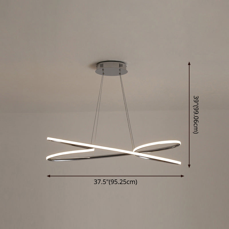Simplicity Line LED Chandelier Light Aluminum Modern Style Bedroom Hanging Light Clearhalo 'Ceiling Lights' 'Chandeliers' 'Modern Chandeliers' 'Modern' Lighting' 2555336