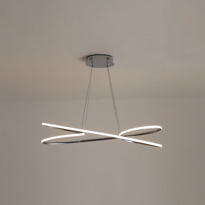 Simplicity Line LED Chandelier Light Aluminum Modern Style Bedroom Hanging Light Chrome 37.5" Clearhalo 'Ceiling Lights' 'Chandeliers' 'Modern Chandeliers' 'Modern' Lighting' 2555337