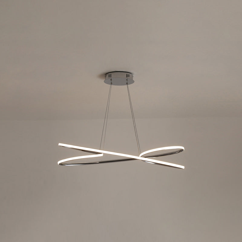 Simplicity Line LED Chandelier Light Aluminum Modern Style Bedroom Hanging Light Chrome 29.5" Clearhalo 'Ceiling Lights' 'Chandeliers' 'Modern Chandeliers' 'Modern' Lighting' 2555339