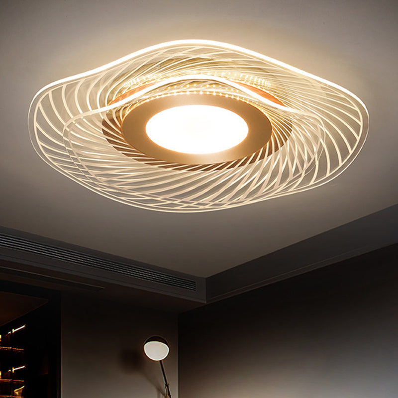 Acrylic Ruffle Flushmount Light Simplicity Gold LED Ceiling Mounted Fixture for Living Room Clearhalo 'Ceiling Lights' 'Close To Ceiling Lights' 'Close to ceiling' 'Flush mount' Lighting' 2556445
