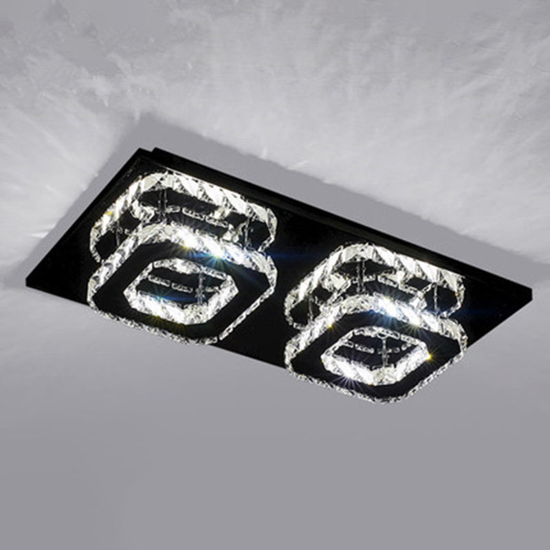 Quad Shaped Crystal Ceiling Light Modern Stainless Steel LED Semi Flush Light for Foyer Clearhalo 'Ceiling Lights' 'Close To Ceiling Lights' 'Close to ceiling' 'Semi-flushmount' Lighting' 2556463