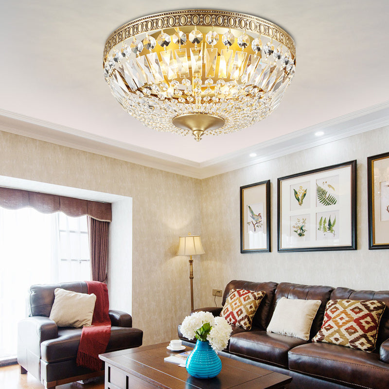 Gold Dome Flush Ceiling Light Contemporary 4 Lights Clear Glass Flush Mount Lamp Clearhalo 'Ceiling Lights' 'Close To Ceiling Lights' 'Close to ceiling' 'Flush mount' Lighting' 255670