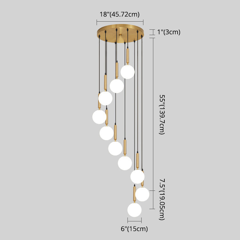 Modern Minimalist Multiple Globe Shade Pendant Light Metal Long Hanging Lamp for Living Room Clearhalo 'Ceiling Lights' 'Close To Ceiling Lights' 'Glass shade' 'Glass' 'Modern Pendants' 'Modern' 'Pendant Lights' 'Pendants' Lighting' 2556888
