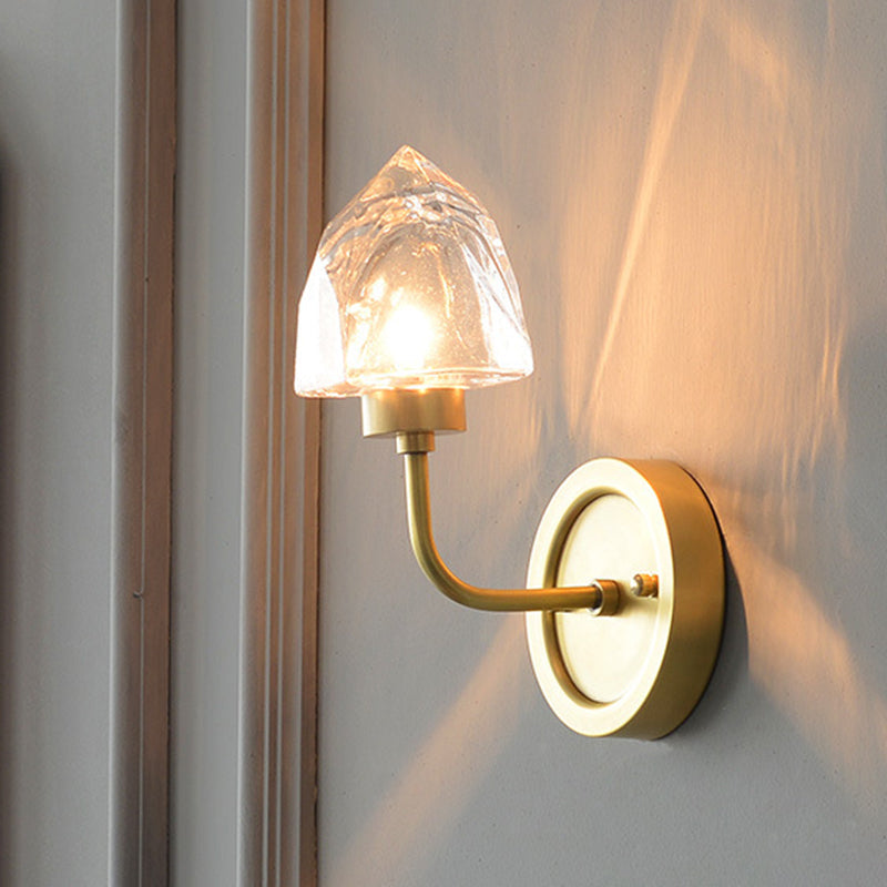 Gold Ice Cube Wall Light Fixture Contemporary 1 Light Faceted Clear Crystal Sconce Light Clearhalo 'Modern wall lights' 'Modern' 'Wall Lamps & Sconces' 'Wall Lights' Lighting' 255790
