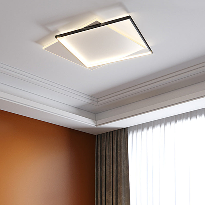 Simplicity LED Ceiling Lamp Double Squares Geometric Shape Flush Mount Lighting Fixture with Acrylic Shade Clearhalo 'Ceiling Lights' 'Close To Ceiling Lights' 'Close to ceiling' 'Flush mount' Lighting' 2562316
