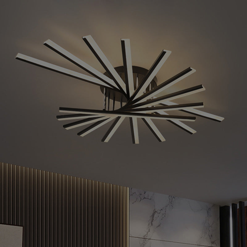 Crossed Line Shape Semi Flush Mount LED Ceiling Lamp Aluminum Modern Simplicity Living Room Lighting Fixture Light Clearhalo 'Ceiling Lights' 'Close To Ceiling Lights' 'Close to ceiling' 'Semi-flushmount' Lighting' 2562379