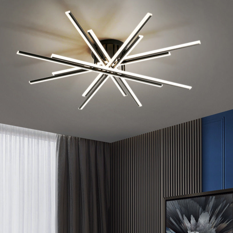 Crossed Line Shape Semi Flush Mount LED Ceiling Lamp Aluminum Modern Simplicity Living Room Lighting Fixture Light Clearhalo 'Ceiling Lights' 'Close To Ceiling Lights' 'Close to ceiling' 'Semi-flushmount' Lighting' 2562380