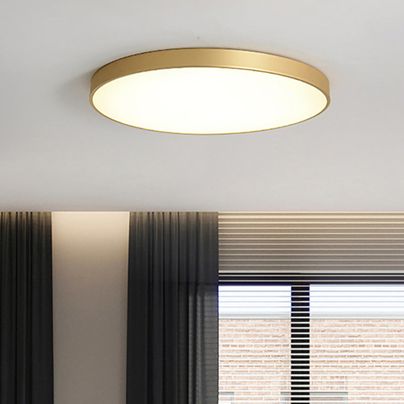 Simplicity Round Shape LED Ceiling Lamp Modern Bedroom Corridor Lighting Fixture Light with Gold Baking Paint Bezel Clearhalo 'Ceiling Lights' 'Close To Ceiling Lights' 'Close to ceiling' 'Flush mount' Lighting' 2562381