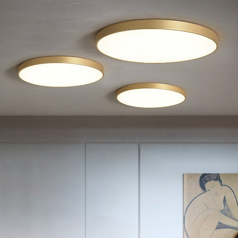 Simplicity Round Shape LED Ceiling Lamp Modern Bedroom Corridor Lighting Fixture Light with Gold Baking Paint Bezel Clearhalo 'Ceiling Lights' 'Close To Ceiling Lights' 'Close to ceiling' 'Flush mount' Lighting' 2562388