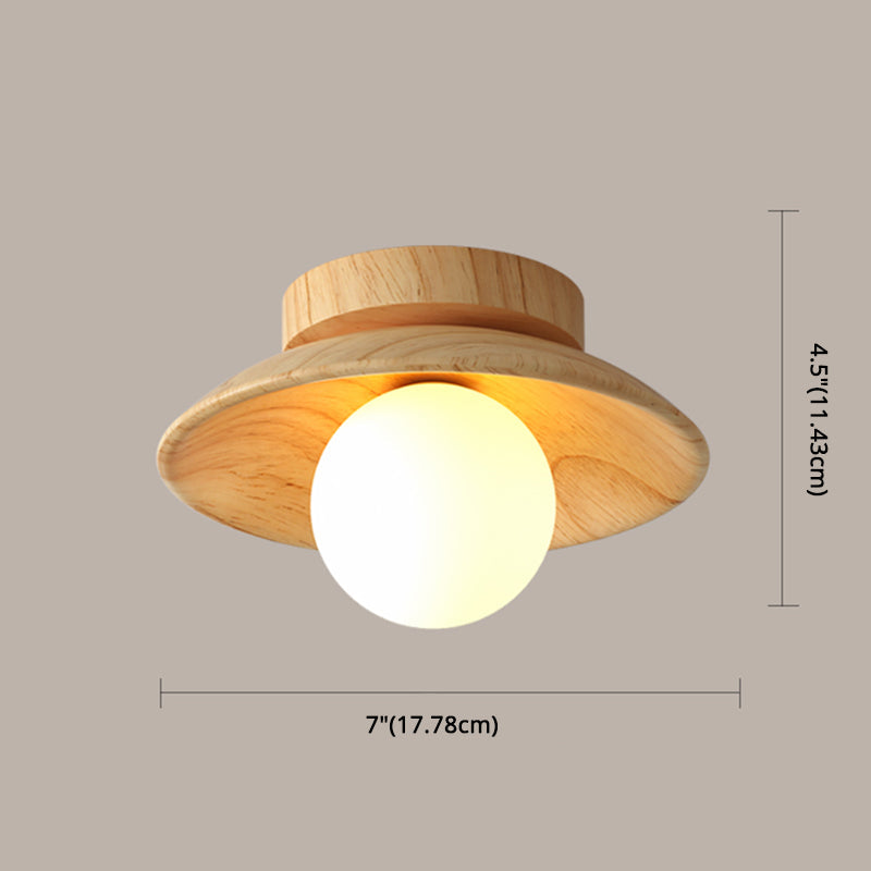Modern Simplicity Wooden Ceiling Light 1-Light Mini Semi Flush Mount Hallway Lamp Clearhalo 'Ceiling Lights' 'Close To Ceiling Lights' 'Close to ceiling' 'Semi-flushmount' Lighting' 2562546