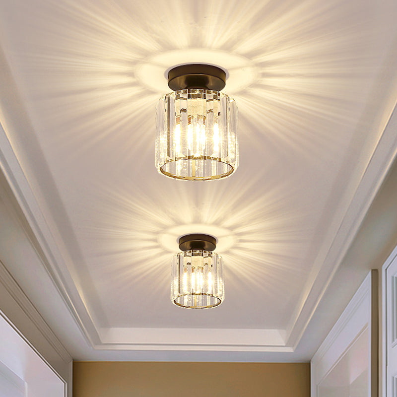 Modern Simplicity Ceiling Light Clear Striped Glass Shade Semi Flush Lamp for Bedroom Clearhalo 'Ceiling Lights' 'Close To Ceiling Lights' 'Close to ceiling' 'Glass shade' 'Glass' 'Semi-flushmount' Lighting' 2562688