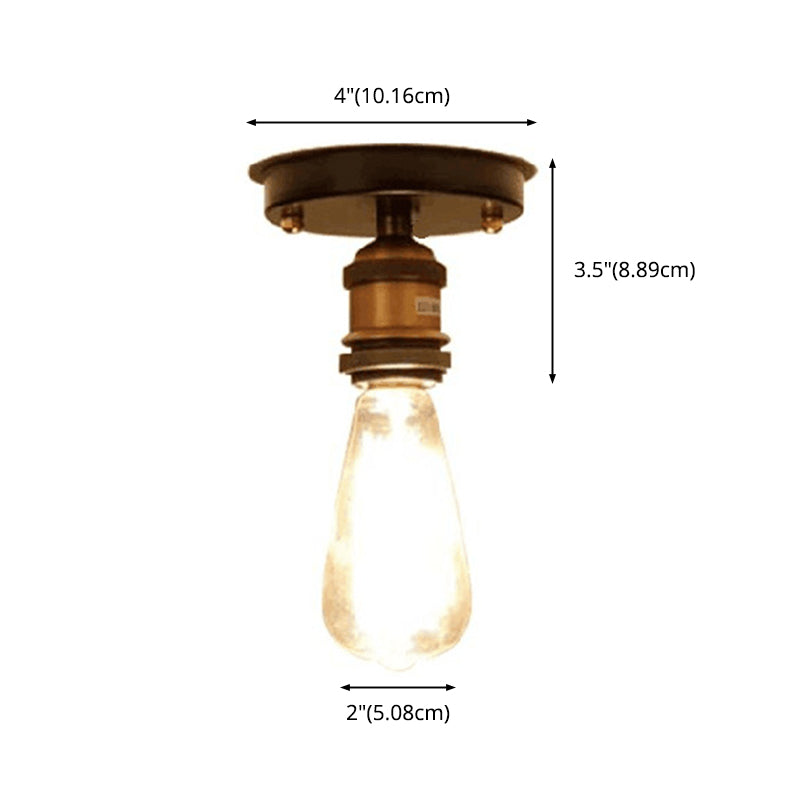 1-Light Retro Industrial Glass Ceiling Lights Hallway Dining Room Bedroom Lights with Aluminum Base Clearhalo 'Ceiling Lights' 'Close To Ceiling Lights' 'Close to ceiling' 'Semi-flushmount' Lighting' 2562703