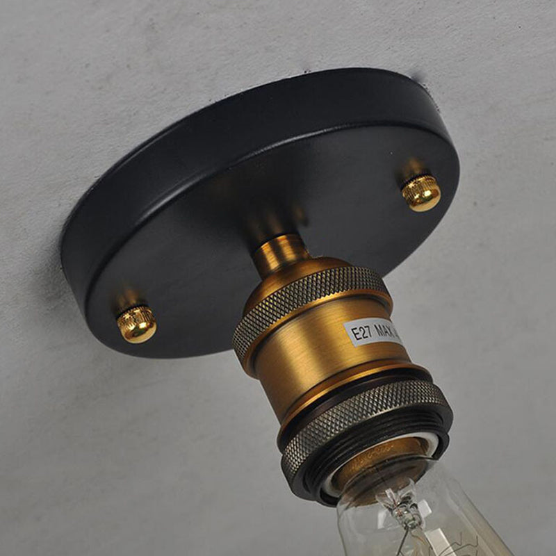 1-Light Retro Industrial Glass Ceiling Lights Hallway Dining Room Bedroom Lights with Aluminum Base Clearhalo 'Ceiling Lights' 'Close To Ceiling Lights' 'Close to ceiling' 'Semi-flushmount' Lighting' 2562704