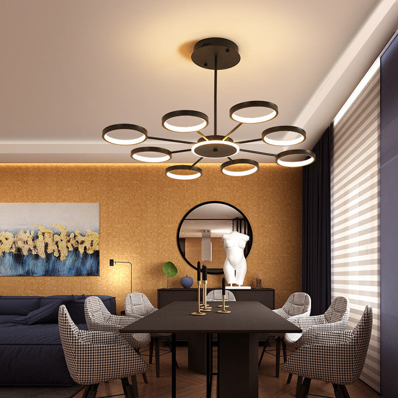 Starburst Chandelier Lighting Contemporary Metal Hanging Lamp Kit for Living Room Black 36.5" Clearhalo 'Ceiling Lights' 'Chandeliers' 'Modern Chandeliers' 'Modern' Lighting' 2562851