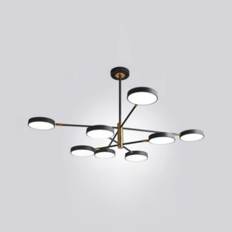 Round Ceiling Chandelier Ultra-Contemporary Metal Hanging Ceiling Lights for Living Room 8 Black Clearhalo 'Ceiling Lights' 'Chandeliers' 'Modern Chandeliers' 'Modern' Lighting' 2562877