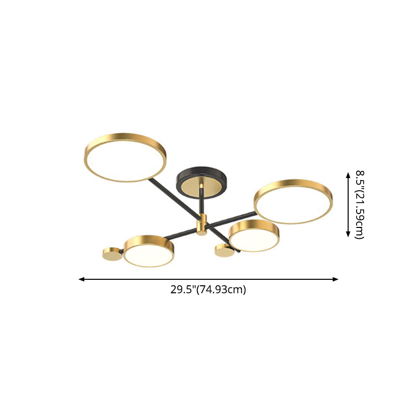 Circle Chandelier Lighting Fixtures Contemporary Metal Hanging Lights for Living Room Clearhalo 'Ceiling Lights' 'Close To Ceiling Lights' 'Close to ceiling' 'Semi-flushmount' Lighting' 2562913