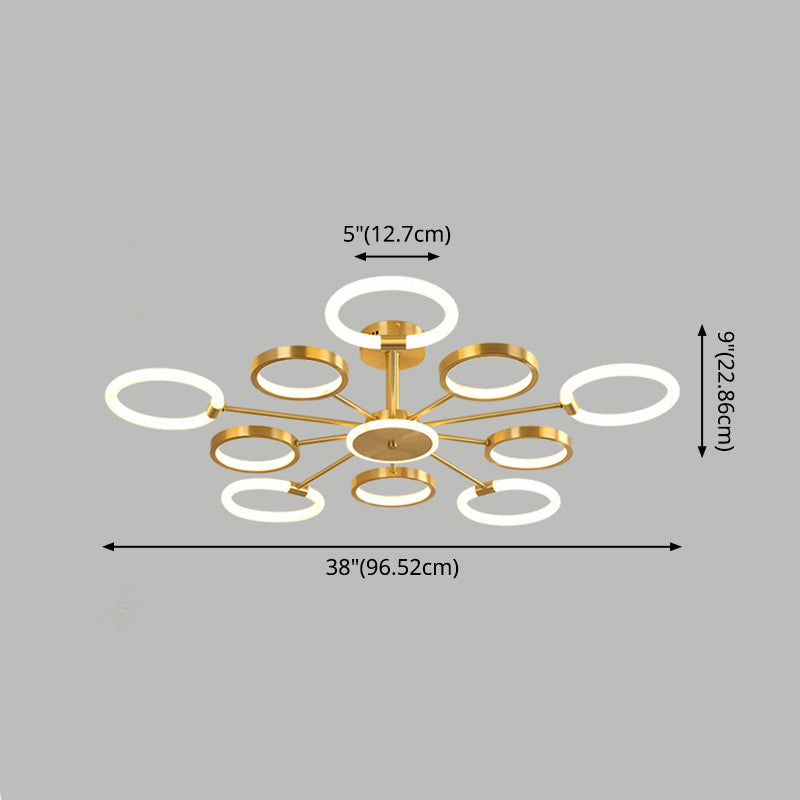 Radial Chandelier Lighting Fixtures Ultra-Contemporary Metal Pendant Lighting for Living Room Clearhalo 'Ceiling Lights' 'Close To Ceiling Lights' 'Close to ceiling' 'Semi-flushmount' Lighting' 2562970