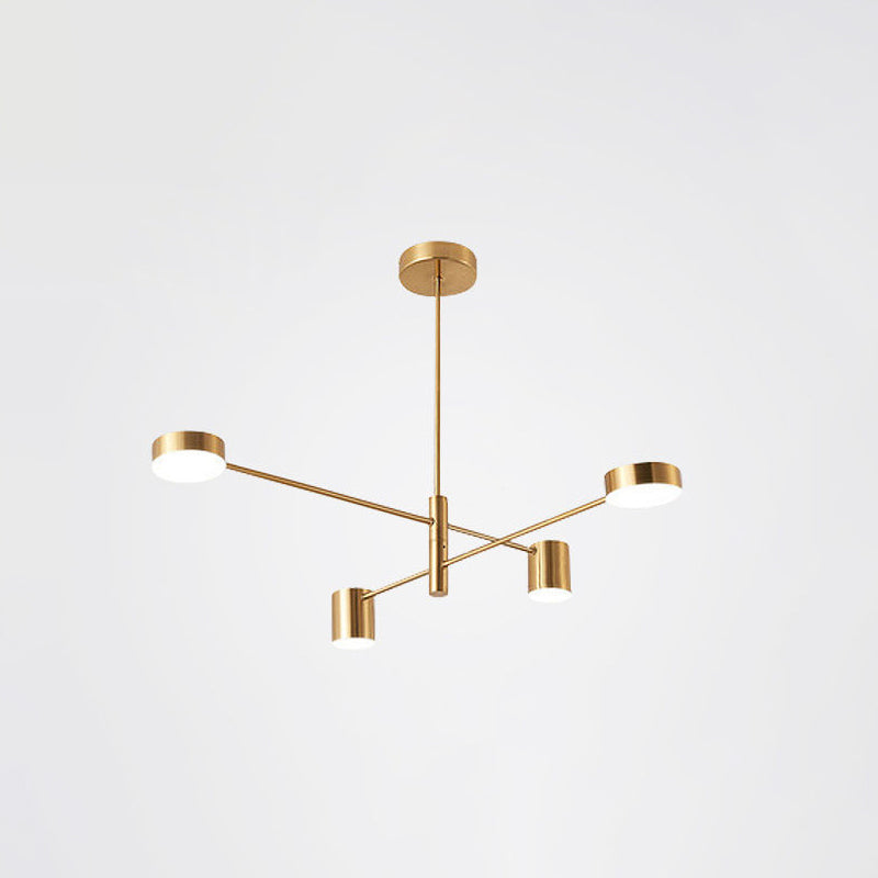 Starburst Ceiling Chandelier Contemporary Metal Hanging Ceiling Light for Living Room 4 Gold Clearhalo 'Ceiling Lights' 'Chandeliers' 'Modern Chandeliers' 'Modern' Lighting' 2562984