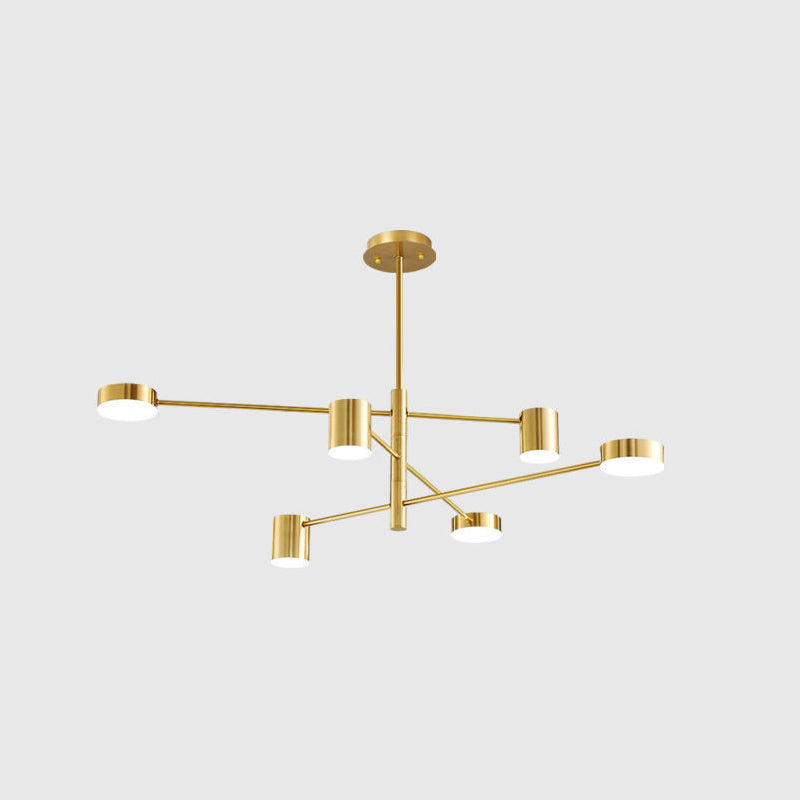 Starburst Ceiling Chandelier Contemporary Metal Hanging Ceiling Light for Living Room 6 Gold Clearhalo 'Ceiling Lights' 'Chandeliers' 'Modern Chandeliers' 'Modern' Lighting' 2562986